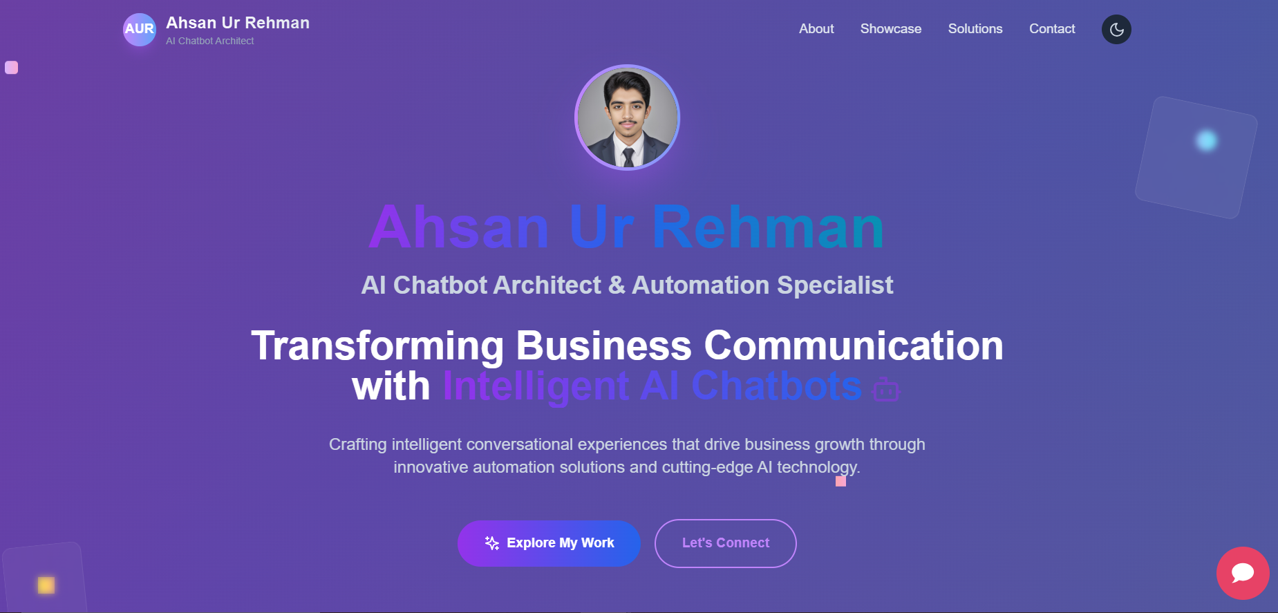 AUR Chatbot Portfolio screenshot