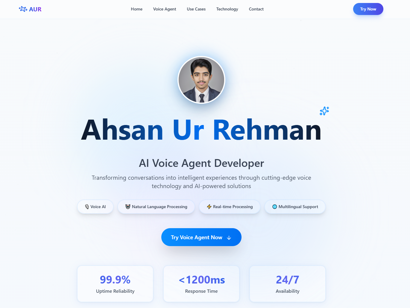 AUR Voice Agent Portfolio screenshot